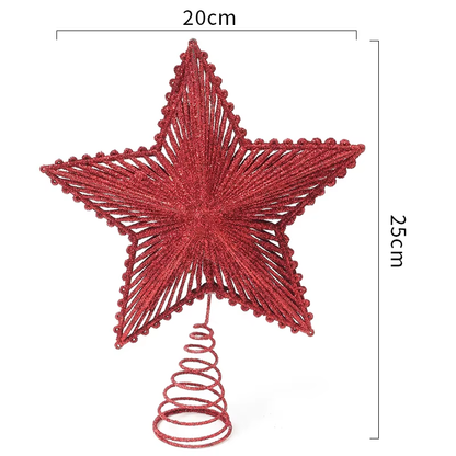 Glitter Gold Hollow Star Tree Topper, Christmas Tree Top, Elegant Xmas Party Decoration for Home, Perfect New Year Gift