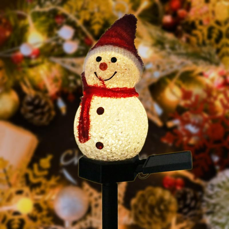 Snowman Christmas Solar Lights, Outdoor Solar Powered Stakes, Holiday Decorations Light for Corridor, Lawn, Garden