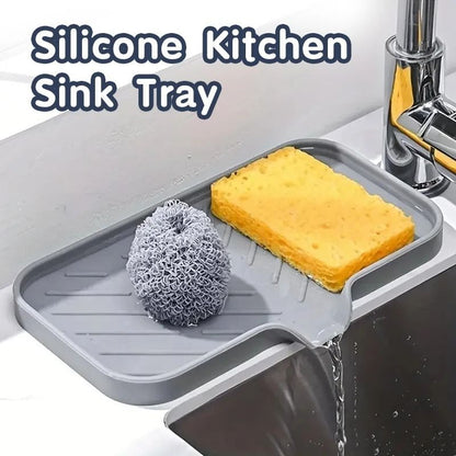 Silicone Faucet Mat Kitchen Sink Tray Soap Dispenser Sponge Drain Pad Countertop Storage