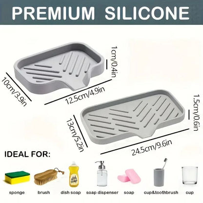 Silicone Faucet Mat Kitchen Sink Tray Soap Dispenser Sponge Drain Pad Countertop Storage