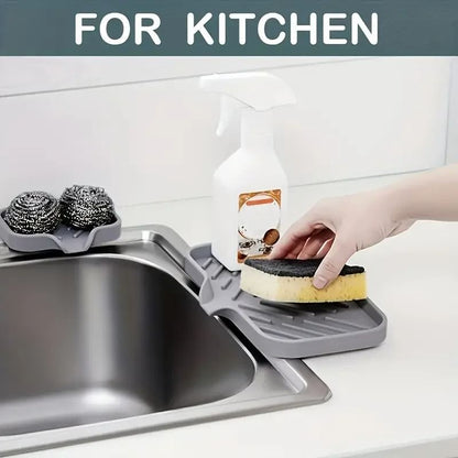 Silicone Faucet Mat Kitchen Sink Tray Soap Dispenser Sponge Drain Pad Countertop Storage