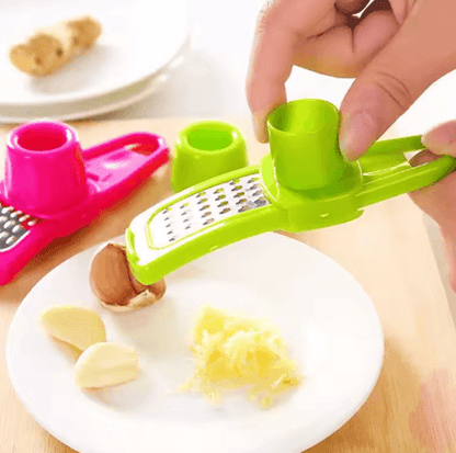 GarlicPro Multi Functional Garlic Crusher and Ginger Grater – Manual Kitchen Tool for Effortless Prep