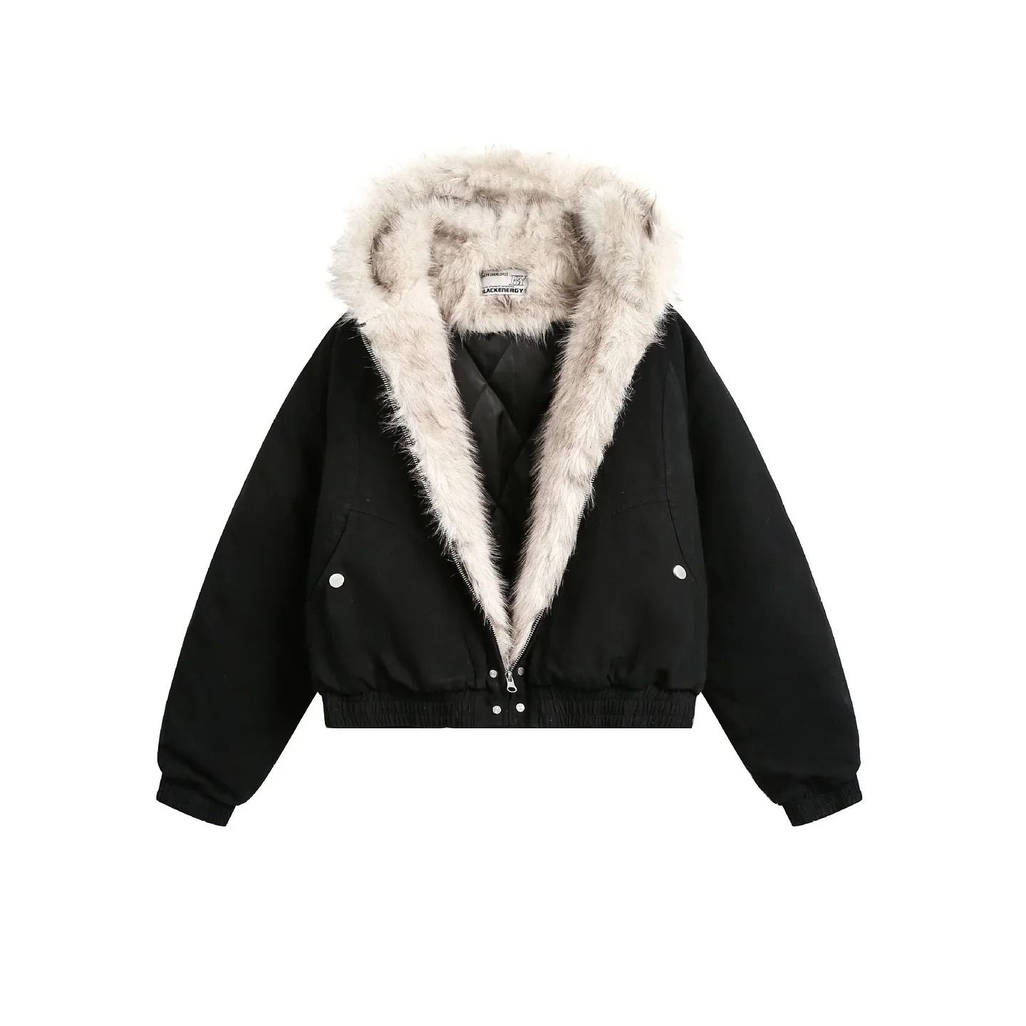 Unisex Retro Plush Winter Jacket with Fur Collar