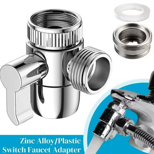 Sink Faucet Adapter Diverter Valve – Zinc Alloy Kitchen and Bathroom Splitter Connector for Showers and Water Filters