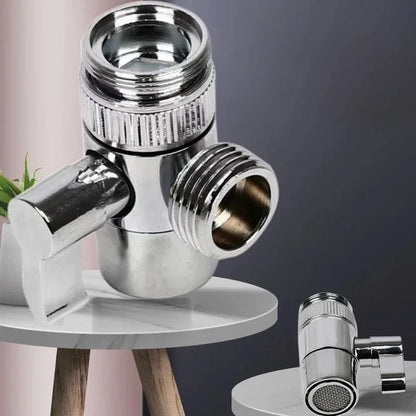 Sink Faucet Adapter Diverter Valve – Zinc Alloy Kitchen and Bathroom Splitter Connector for Showers and Water Filters