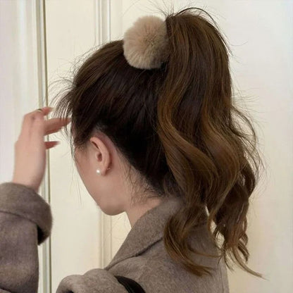 Cute Rabbit Plush Hair Claw Clip – Soft Pom Pom Bunny Hairpin for Women and Girls
