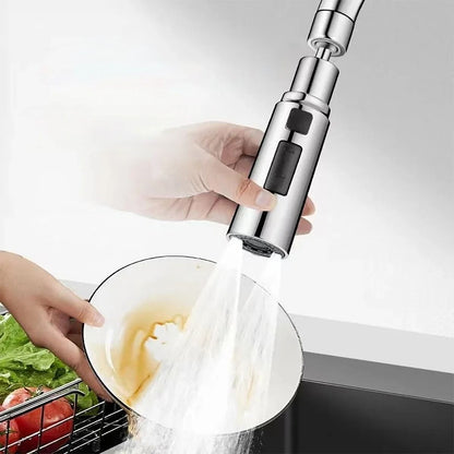 Universal 720 Degree Swivel Kitchen Faucet Sprayer Three Mode Adjustable Water Flow Tap Extender with Hot and Cold Water