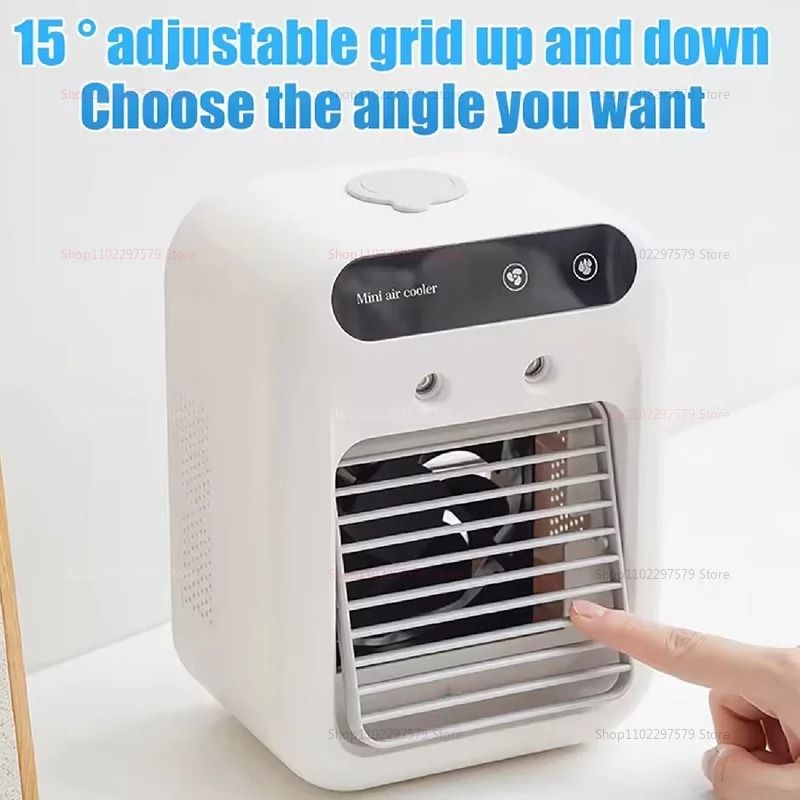 Portable Air Conditioner Cooling Fan with Humidifier and USB Rechargeable Mini AC for Car, Office, and Travel