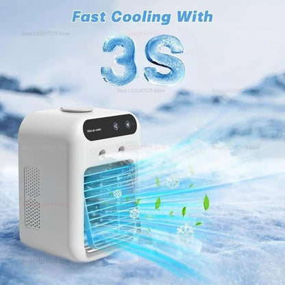 Portable Air Conditioner Cooling Fan with Humidifier and USB Rechargeable Mini AC for Car, Office, and Travel
