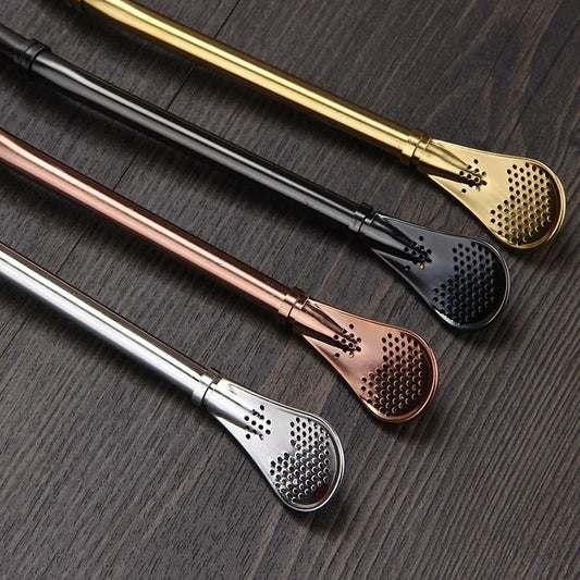Reusable Stainless Steel Yerba Mate Straw Filter Set with Cleaning Brush