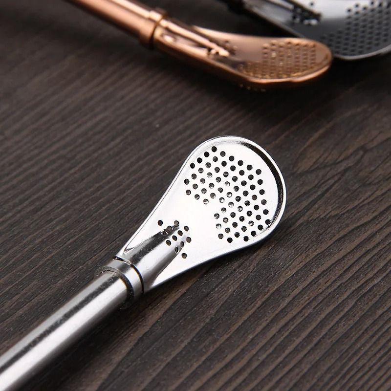 Reusable Stainless Steel Yerba Mate Straw Filter Set with Cleaning Brush