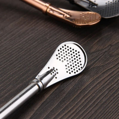 Reusable Stainless Steel Yerba Mate Straw Filter Set with Cleaning Brush
