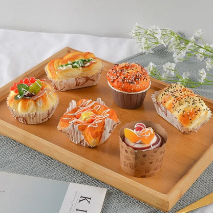 Fake Cake Bread Cupcake Pastry Bakery Artificial Soft Bread Food Model Props Refrigerator Stickers Simulation Dessert
