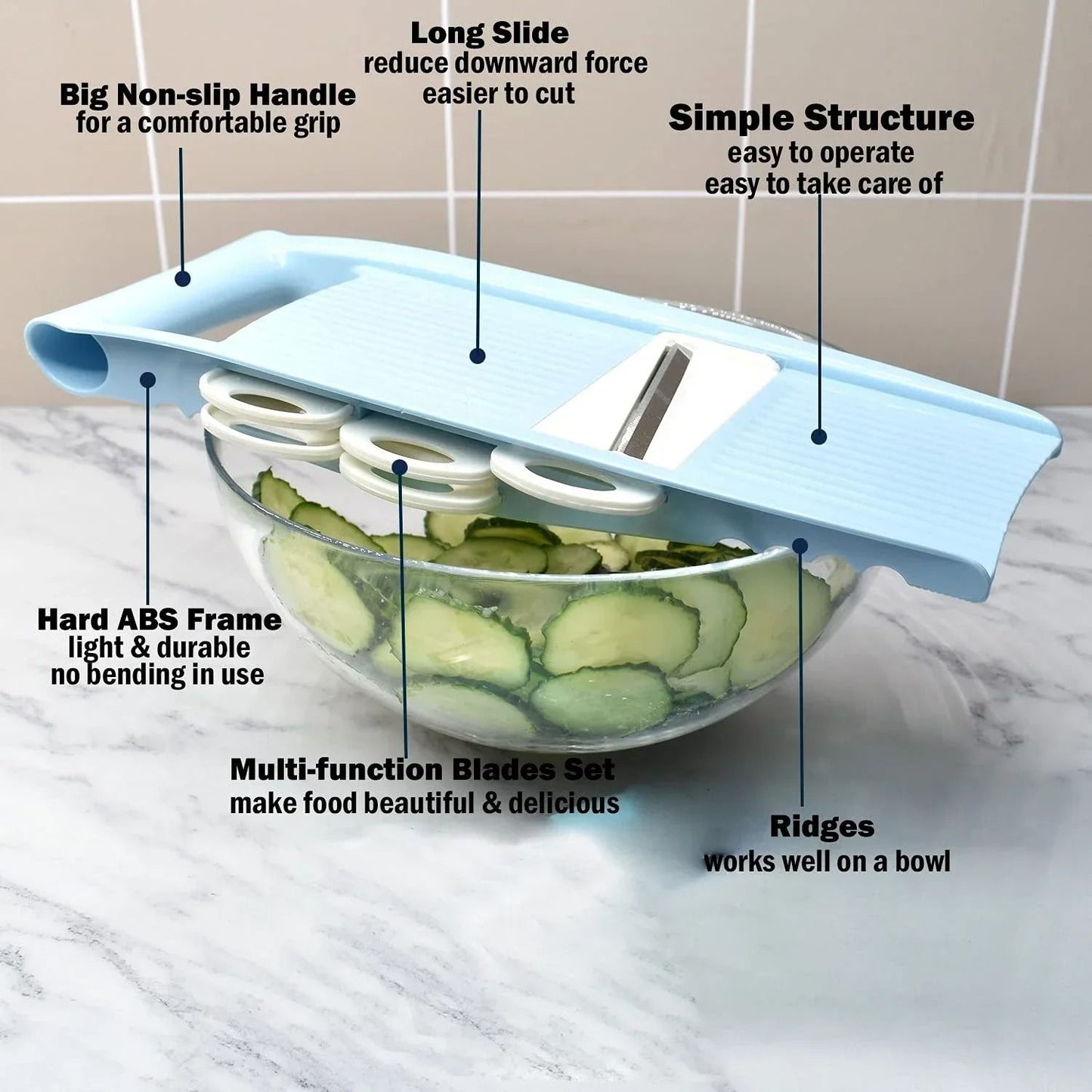 5 in 1 Mandoline Slicer Vegetable Cutter Multi Blade Kitchen Tool
