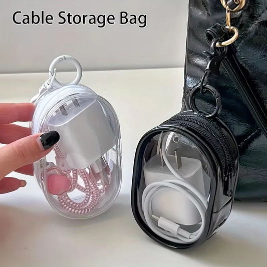 ClearTech Mini Transparent Zipper Pouch – Compact Organizer for Earphones, Chargers & Accessories