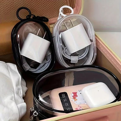 ClearTech Mini Transparent Zipper Pouch – Compact Organizer for Earphones, Chargers & Accessories