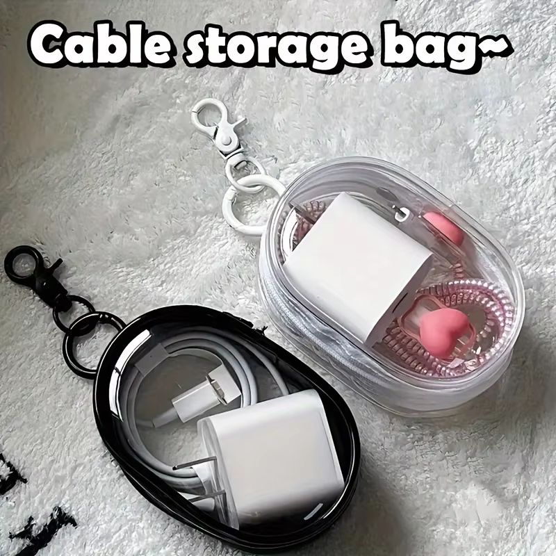 ClearTech Mini Transparent Zipper Pouch – Compact Organizer for Earphones, Chargers & Accessories