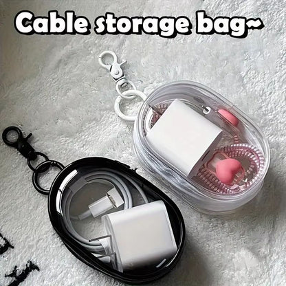 ClearTech Mini Transparent Zipper Pouch – Compact Organizer for Earphones, Chargers & Accessories