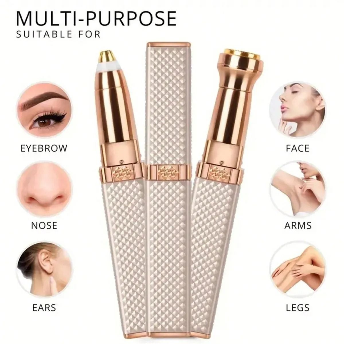 Rechargeable 2 in 1 Eyebrow Razor and Hair Shaver with LED Light