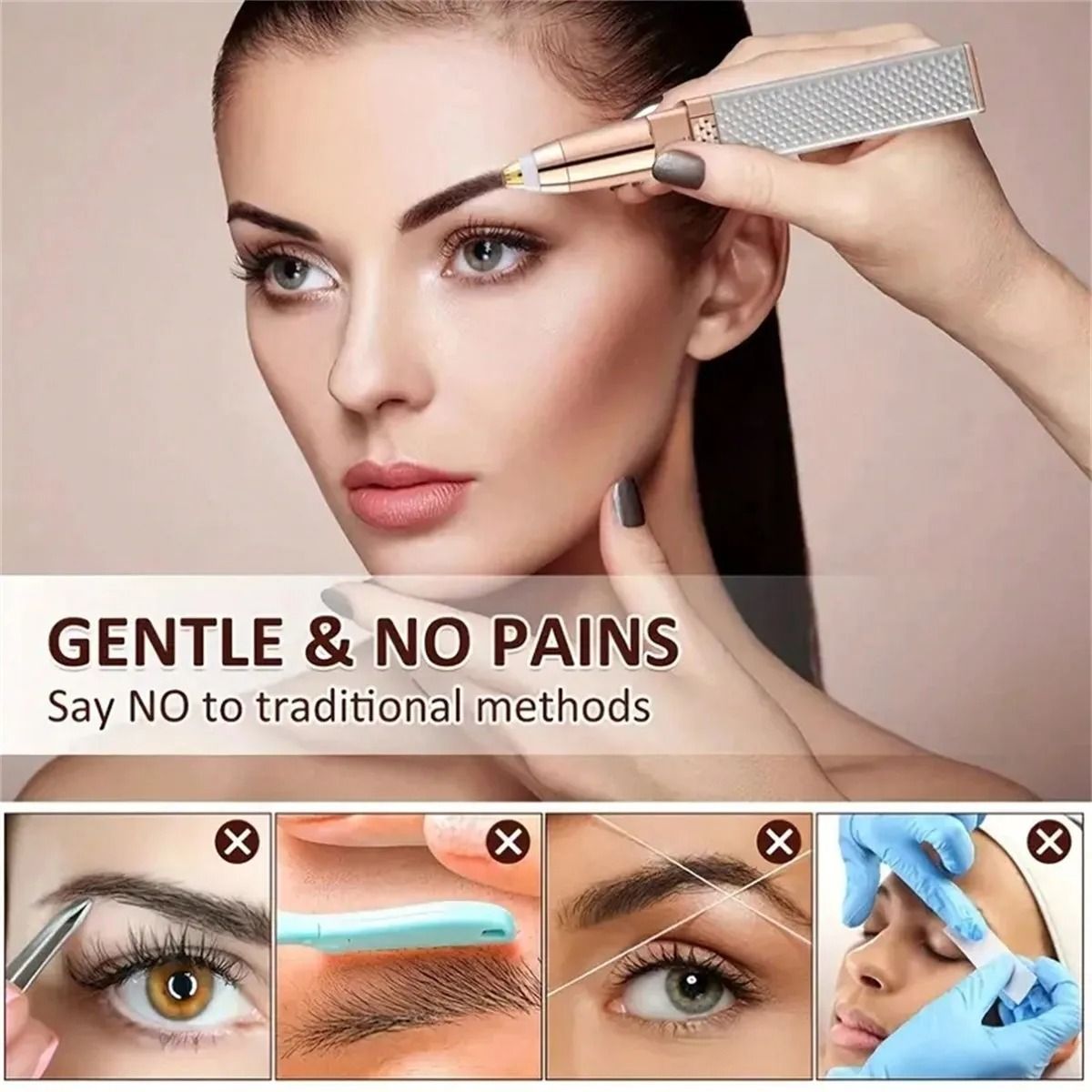 Rechargeable 2 in 1 Eyebrow Razor and Hair Shaver with LED Light