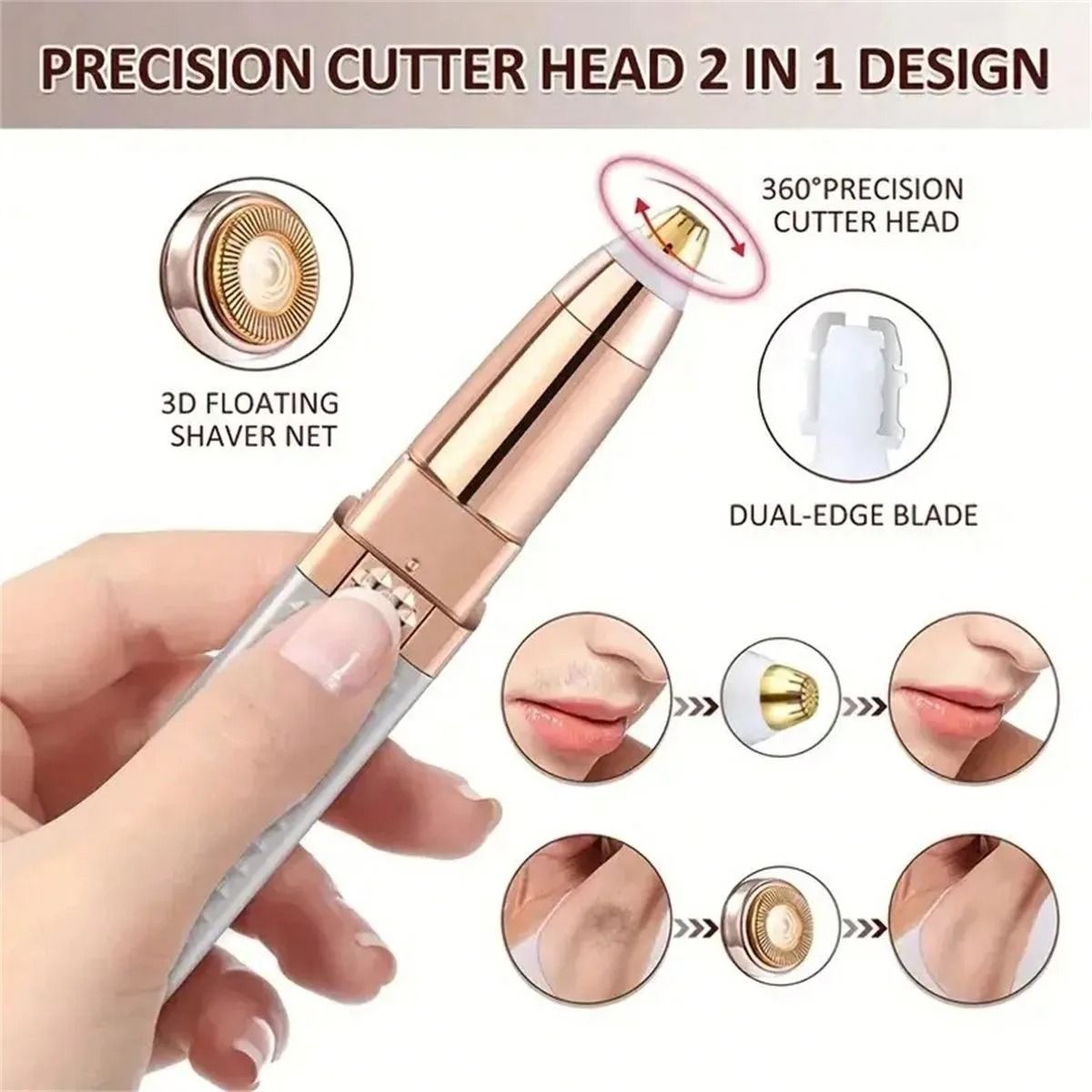 Rechargeable 2 in 1 Eyebrow Razor and Hair Shaver with LED Light