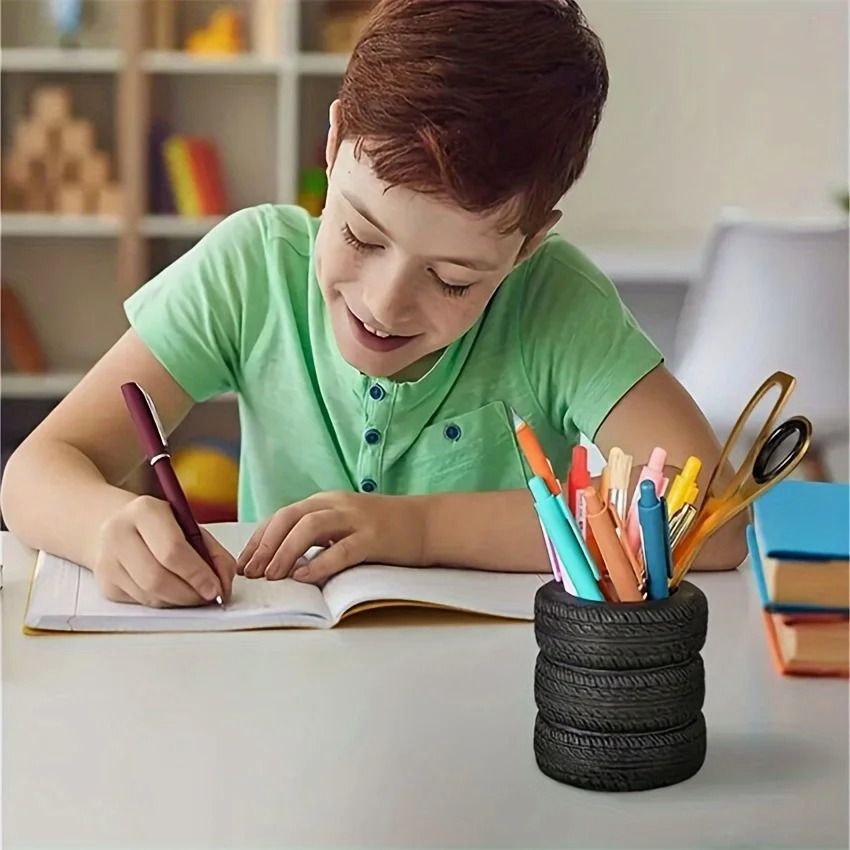 Creative Tire Shaped Pen Holder Unique Office Desk Organizer