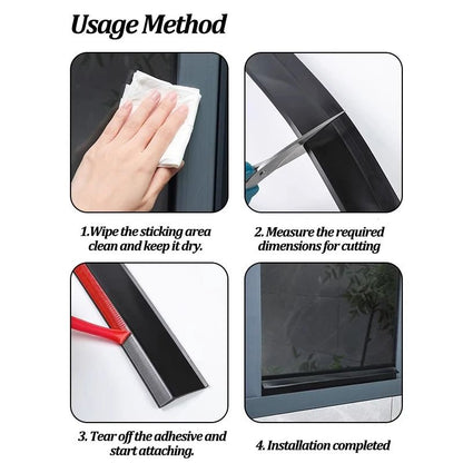 Home Window Water Blocking Bar Sliding Window Rain Weatherstrip Balcony Insulation Windproof Sealing Strip