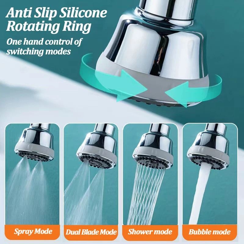 360 Degree Rotating Kitchen Faucet Aerator Four Modes Anti Splash Tap Nozzle Sink Washbasin Adapter