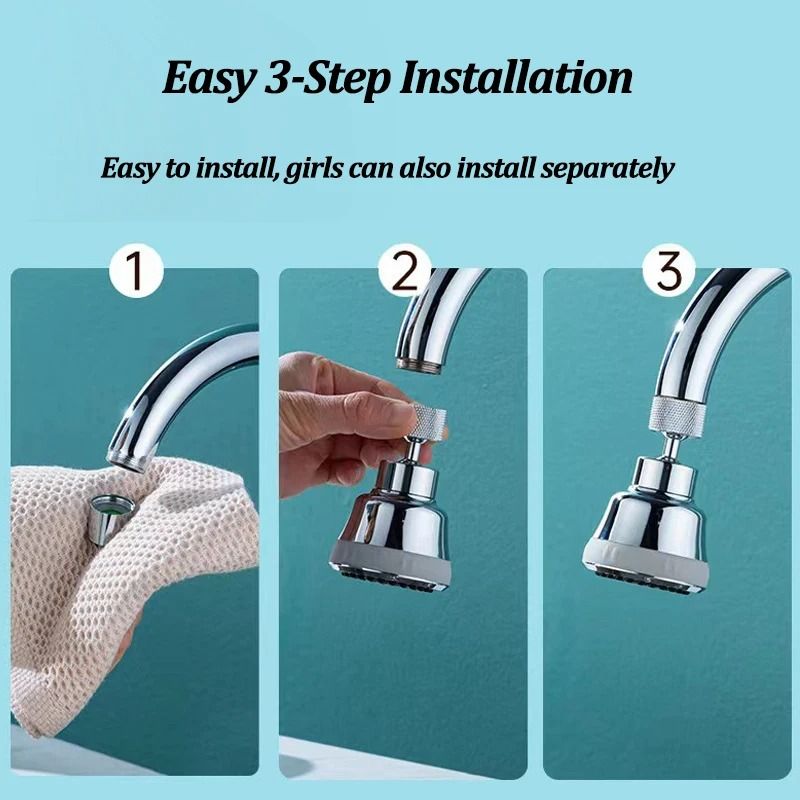 360 Degree Rotating Kitchen Faucet Aerator Four Modes Anti Splash Tap Nozzle Sink Washbasin Adapter