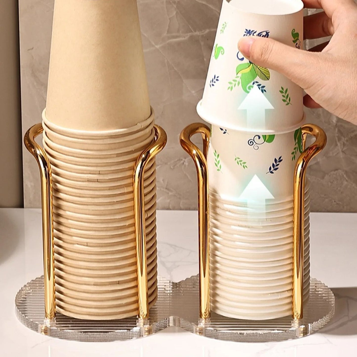 Luxury Disposable Cup Storage Holder Dispenser Rack Shelf for Home