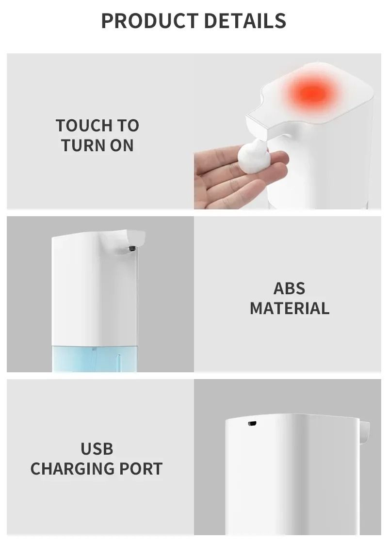 Automatic Infrared Sensor Soap Dispenser USB Rechargeable for Kitchen and Bathroom