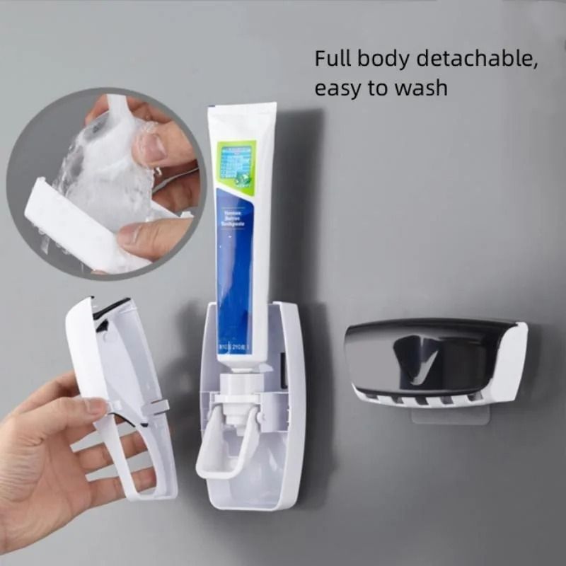Wall Mounted Toothbrush and Toothpaste Holder Set with Automatic Dispenser and Cup