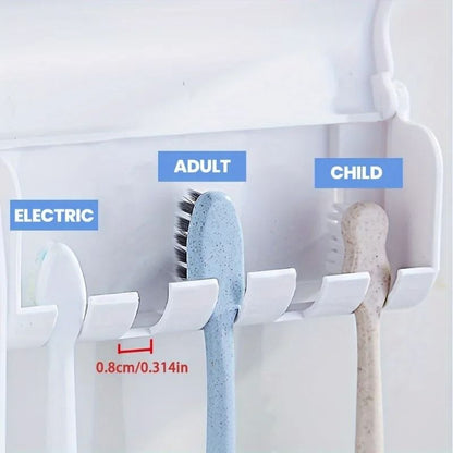 Wall Mounted Toothbrush and Toothpaste Holder Set with Automatic Dispenser and Cup