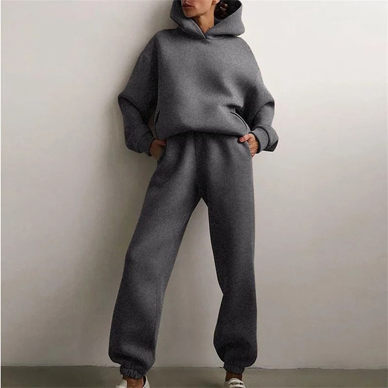 Women Tracksuit Two Piece Set Hooded Sweatshirt and Long Pant