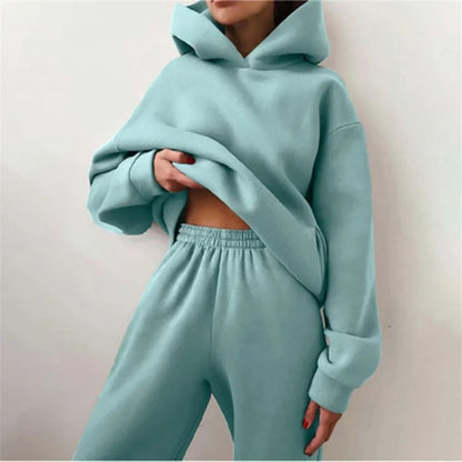 Women Tracksuit Two Piece Set Hooded Sweatshirt and Long Pant