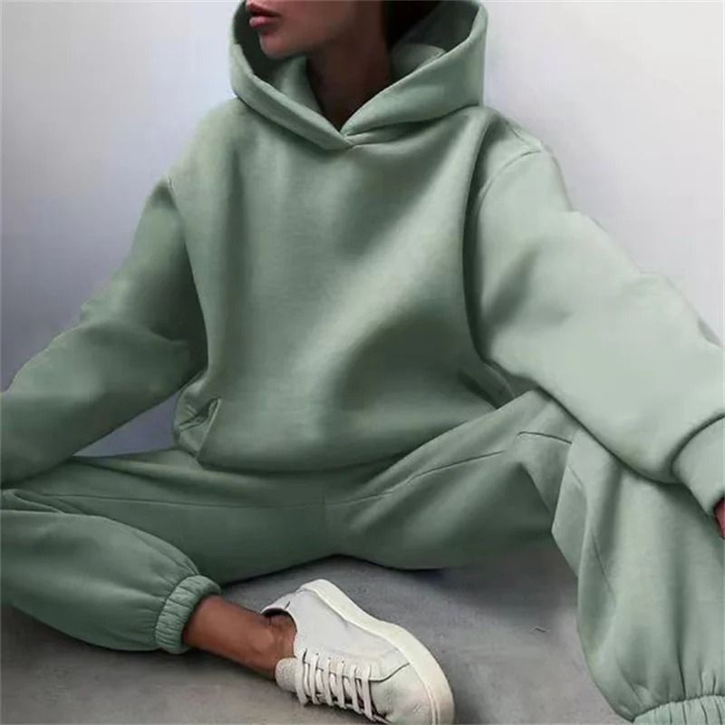 Women Tracksuit Two Piece Set Hooded Sweatshirt and Long Pant