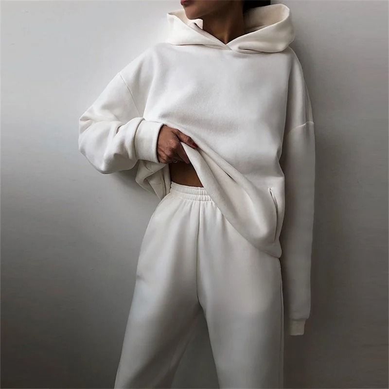 Women Tracksuit Two Piece Set Hooded Sweatshirt and Long Pant
