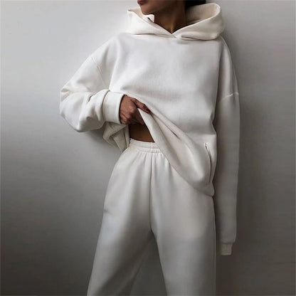 Women Tracksuit Two Piece Set Hooded Sweatshirt and Long Pant