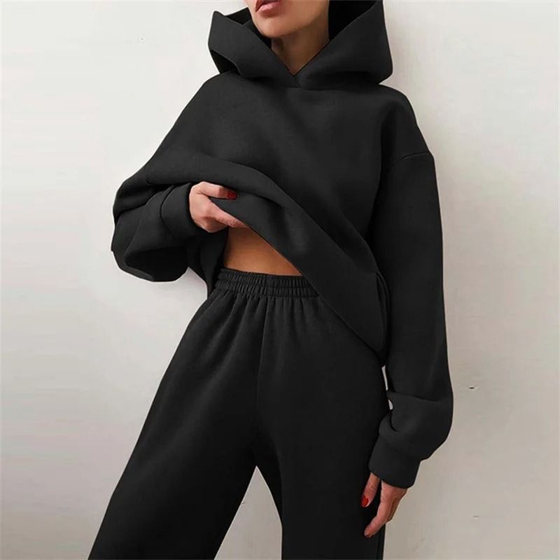 Women Tracksuit Two Piece Set Hooded Sweatshirt and Long Pant