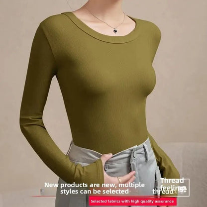 Autumn Winter Slim Fit Long Sleeve Thermal Base Shirt for Women