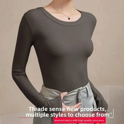 Autumn Winter Slim Fit Long Sleeve Thermal Base Shirt for Women