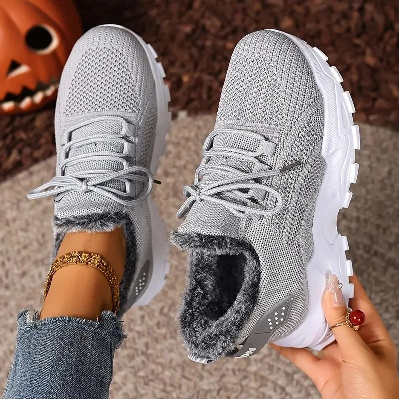 Women Winter Fur Lined Sneakers for Casual Streetwear
