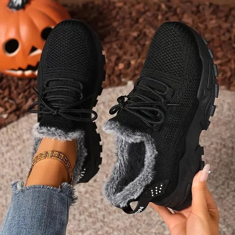Women Winter Fur Lined Sneakers for Casual Streetwear