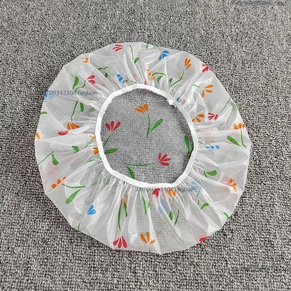 Adjustable Printed Shower Cap Waterproof Reusable with Elastic Band for Women Spa Salon