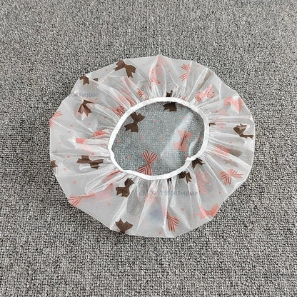 Adjustable Printed Shower Cap Waterproof Reusable with Elastic Band for Women Spa Salon