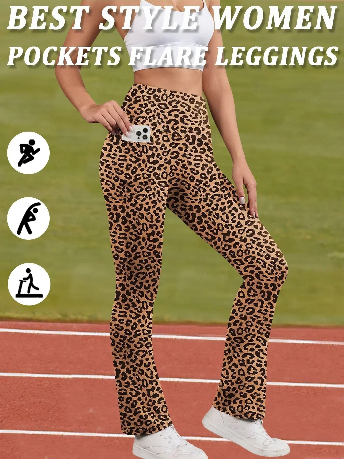 Womens Super Soft Flare Pants with Pockets High Waisted Yoga Bell Bottom Leggings
