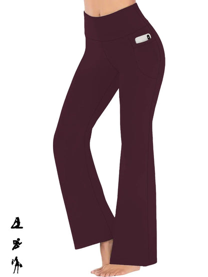 Womens Super Soft Flare Pants with Pockets High Waisted Yoga Bell Bottom Leggings