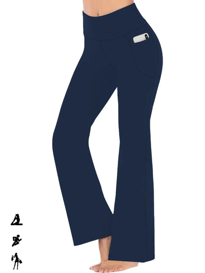 Womens Super Soft Flare Pants with Pockets High Waisted Yoga Bell Bottom Leggings