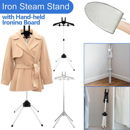 All-In-One Adjustable Steamer Stand & Handheld Ironing Board – 33–63 in Portable Foldable Garment Rack