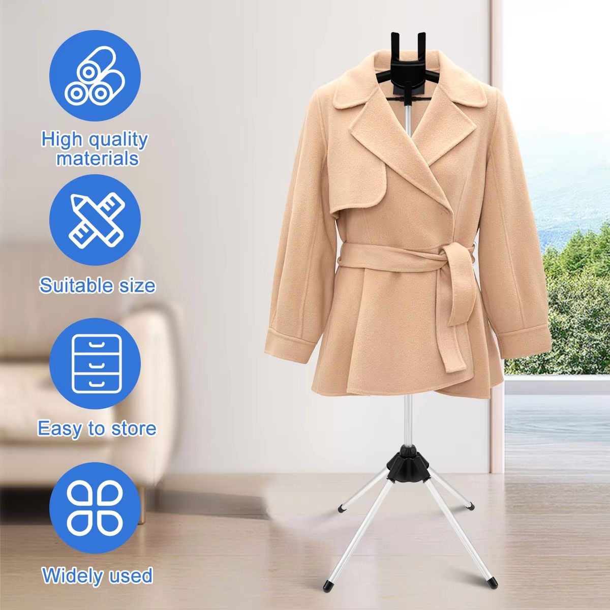 All-In-One Adjustable Steamer Stand & Handheld Ironing Board – 33–63 in Portable Foldable Garment Rack